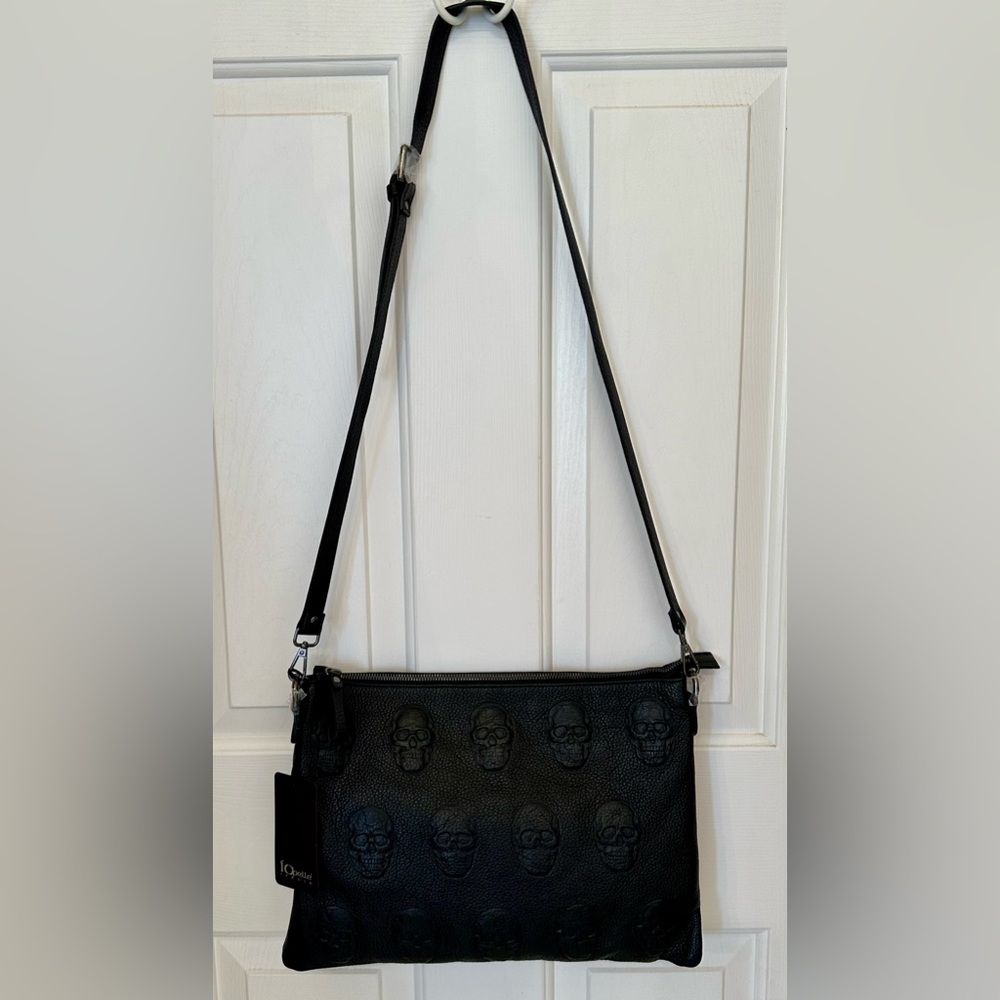 IO Pelle/Black Crossbody Bag/Skull Embossed Bag/Italian Leatherπ» π - Picture 10 of 15